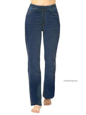 High Waist Pull-On Bootcut Jeans Stretch Denim Comfort